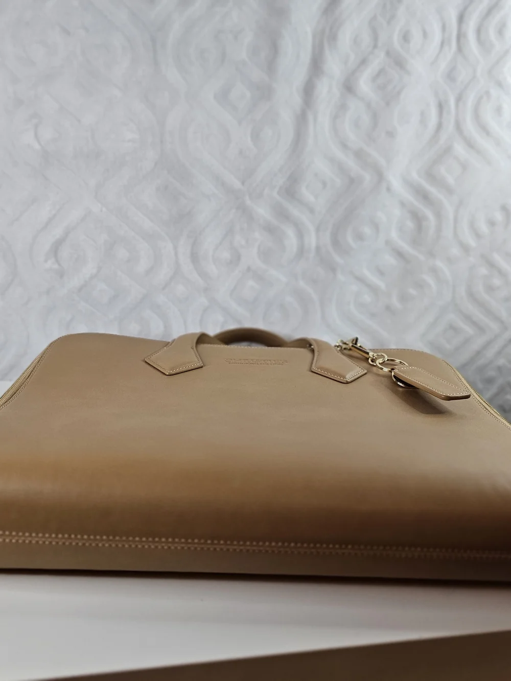 Tan Leather Top-Handle Briefcase